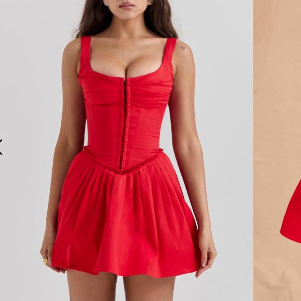Red rose bustier dress HOUSE OF CB